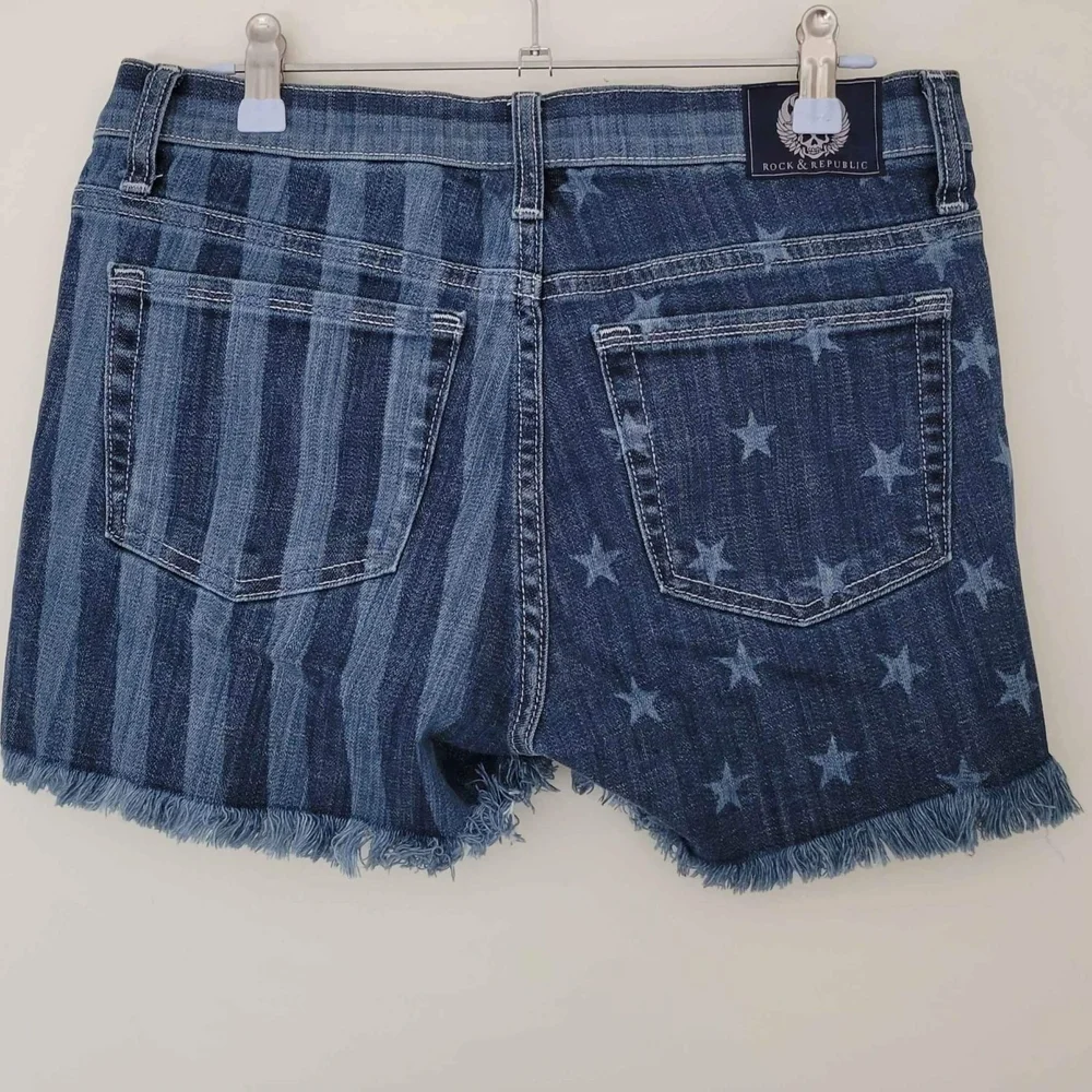 Rock & Republic Blue Jean Shorts with Distressed Hem‎